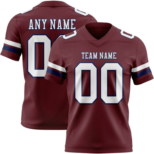 Custom Burgundy White-Navy Authentic Football Jersey - Main View