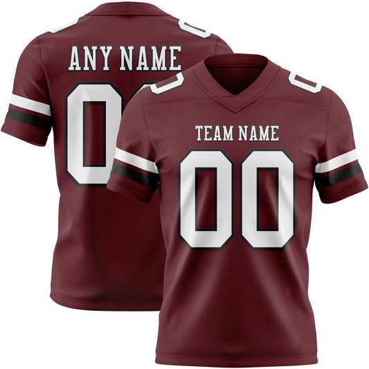 Custom Burgundy White-Black Authentic Football Jersey - Main View