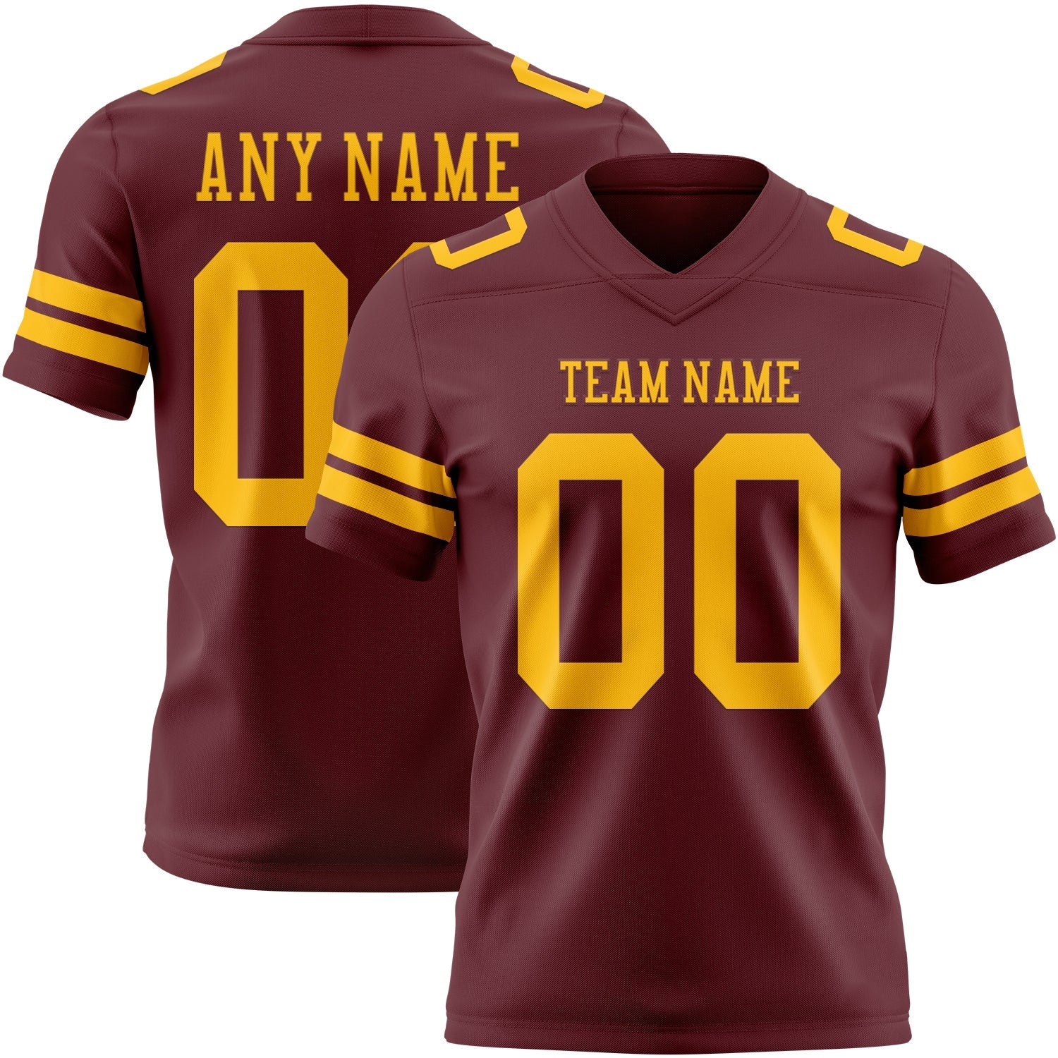 Custom Burgundy Gold Authentic Football Jersey - Main View