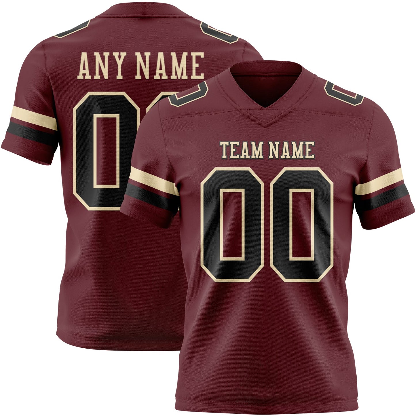 Custom Burgundy Black-Cream Authentic Football Jersey - Main View
