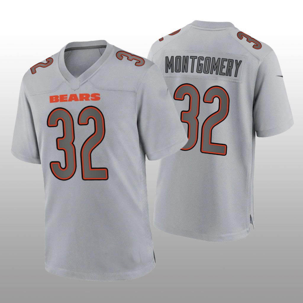 C.Bears #32 David Montgomery Gray Atmosphere Game Jersey Stitched American Football Jerseys - Main View