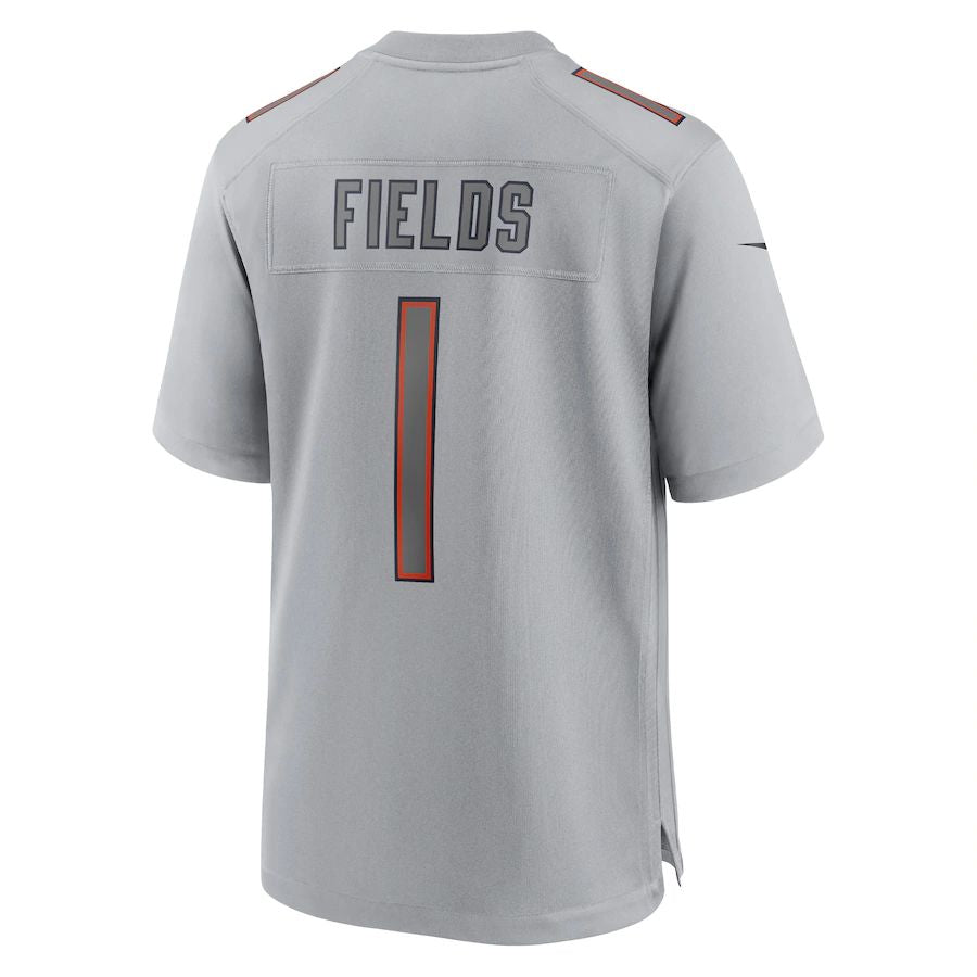 C.Bears #1 Justin Fields Gray Atmosphere Fashion Game Jersey Stitched American Football Jerseys - Main View