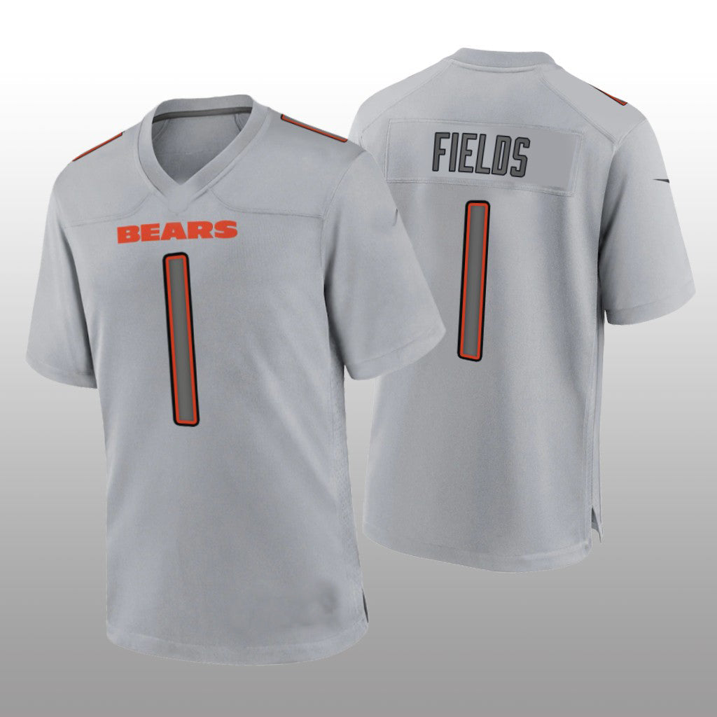 C.Bears #1 Justin Fields Gray Atmosphere Game Jersey Stitched American Football Jerseys - Main View