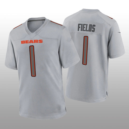 C.Bears #1 Justin Fields Gray Atmosphere Game Jersey Stitched American Football Jerseys - Main View