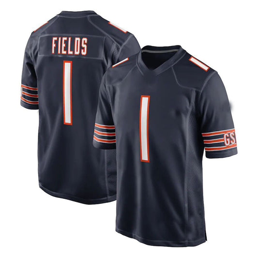 C.Bears #1 Justin Fields Navy Game Jersey Stitched American Football Jerseys - Main View