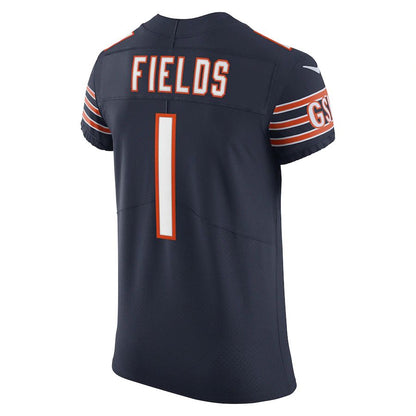 C.Bears #1 Justin Fields Navy Vapor Elite Jersey Stitched American Football Jerseys - Main View