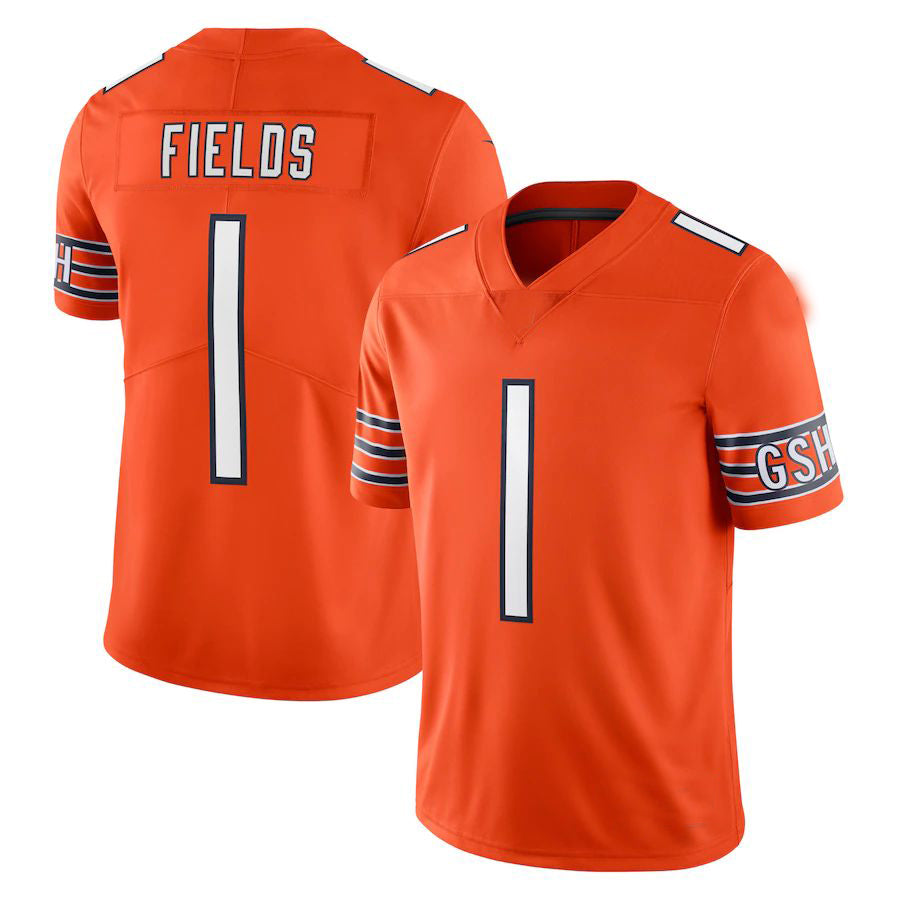 C.Bears #1 Justin Fields Orange Alternate Vapor Limited Jersey Stitched American Football Jerseys - Main View