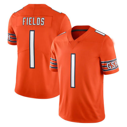 C.Bears #1 Justin Fields Orange Alternate Vapor Limited Jersey Stitched American Football Jerseys - Main View