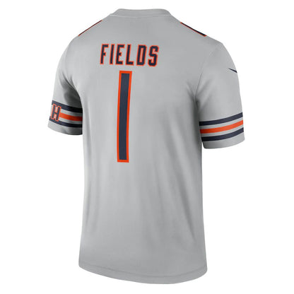 C.Bears #1 Justin Fields Silver Inverted Legend Jersey Stitched American Football Jerseys - Main View