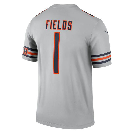 C.Bears #1 Justin Fields Silver Inverted Legend Jersey Stitched American Football Jerseys - Main View