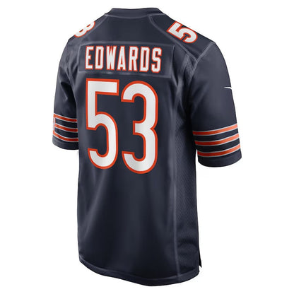 C.Bears #53 T.J.Edwards Navy Game American Football Jerseys - Main View