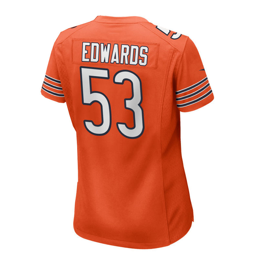 C.Bears #53 T.J.Edwards Orange Game Alternate American Football Jerseys - Main View
