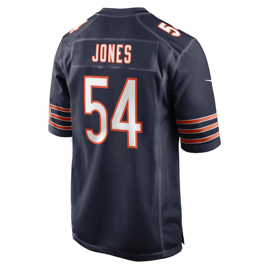 C.Bears #54 Logan Jones Navy Team Game Stitched Football American Jersey - Main View
