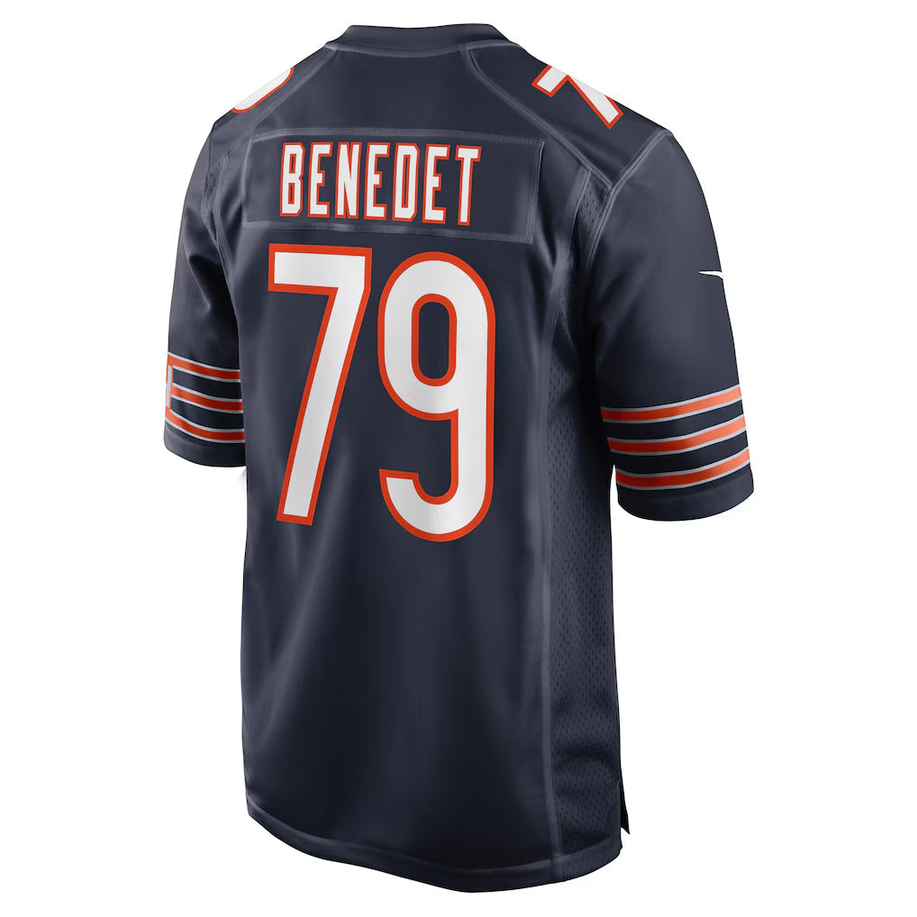 C.Bears #79 Theo Benedet Navy Team Game American Football Jerseys - Main View