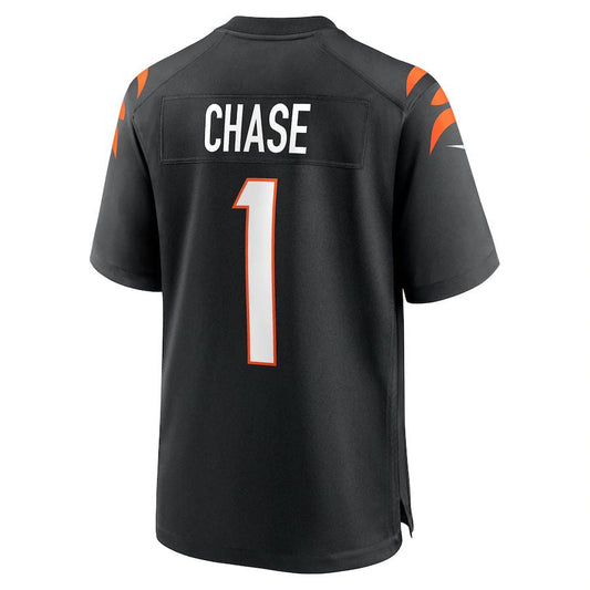 C.Bengals #1 Ja'Marr Chase Black Game Jersey Stitched American Football Jerseys - Main View