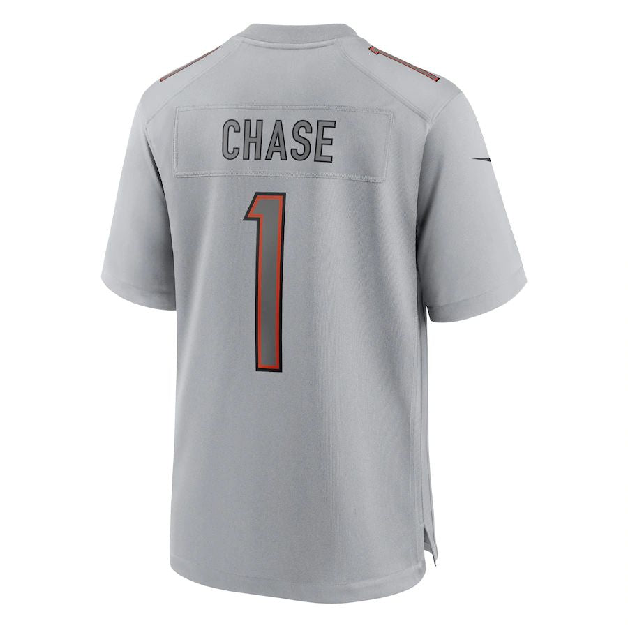 C.Bengals #1 Ja'Marr Chase Gray Atmosphere Fashion Game Jersey Stitched American Football Jerseys - Main View