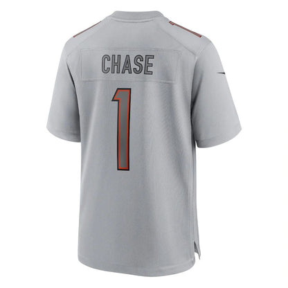 C.Bengals #1 Ja'Marr Chase Gray Atmosphere Fashion Game Jersey Stitched American Football Jerseys - Main View
