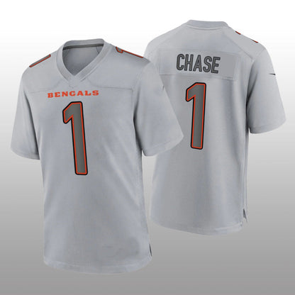 C.Bengals #1 Ja'Marr Chase Gray Atmosphere Game Jersey Stitched American Football Jerseys - Main View