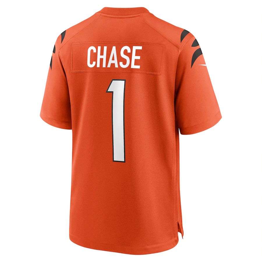 C.Bengals #1 Ja'Marr Chase Orange Game Jersey Stitched American Football Jerseys - Main View