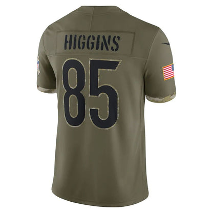 C.Bengals #85 Tee Higgins Olive 2022 Salute To Service Limited Jersey Stitched American Football Jerseys - Main View