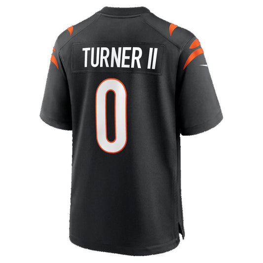C.Bengals #0 DJ Turner II Black Team Game Football Jersey - Main View