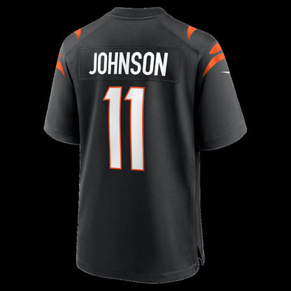 C.Bengals #11 Josh Johnson Black Team Game Stitched Football American Jersey - Main View