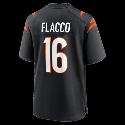 C.Bengals #16 Joe Flacco Black Team Game American Football Jerseys - Main View