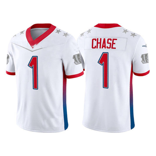 C.Bengals #1 Ja'Marr Chase 2022 White Pro Bowl Stitched Jersey American Football Jerseys - Main View