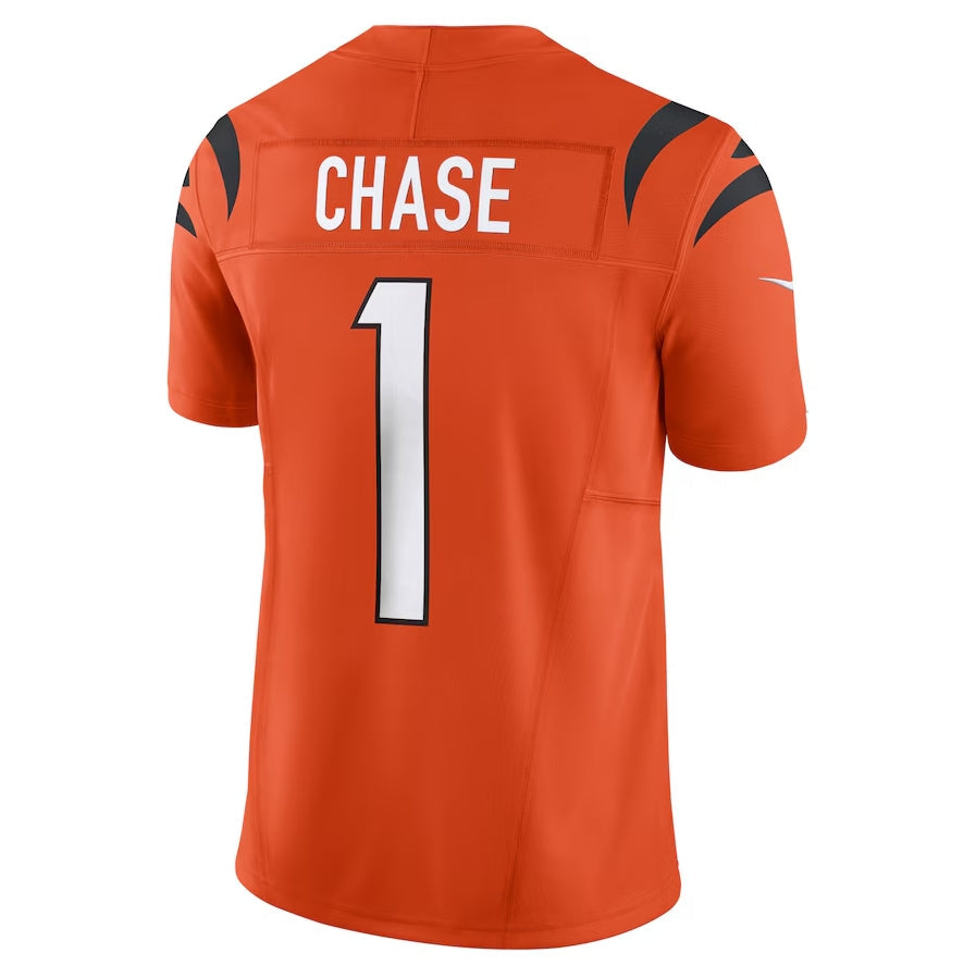 C.Bengals #1 Ja'Marr Chase Orange Vapor F.U.S.E. Limited Stitched American Football Jerseys - Main View