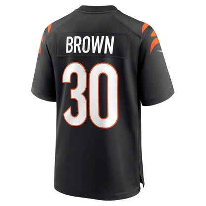 C.Bengals #30 Chase Brown Black Team Game Stitched American Football Jerseys - Main View