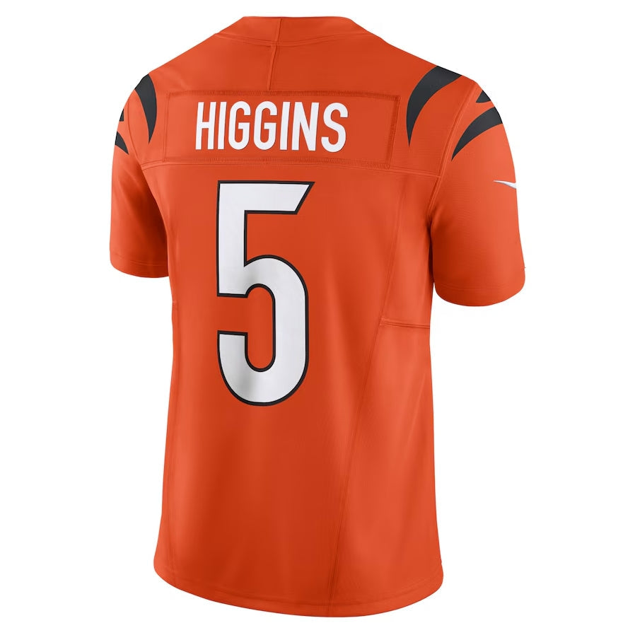 C.Bengals #5 Tee Higgins Orange Vapor F.U.S.E. Limited Stitched American Football Jerseys - Main View