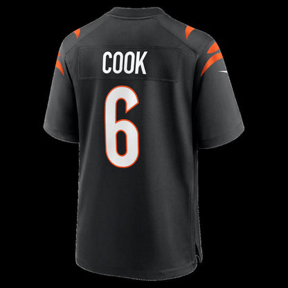 C.Bengals #6 Bryan Cook Black Team Game Stitched Football American Jersey - Main View