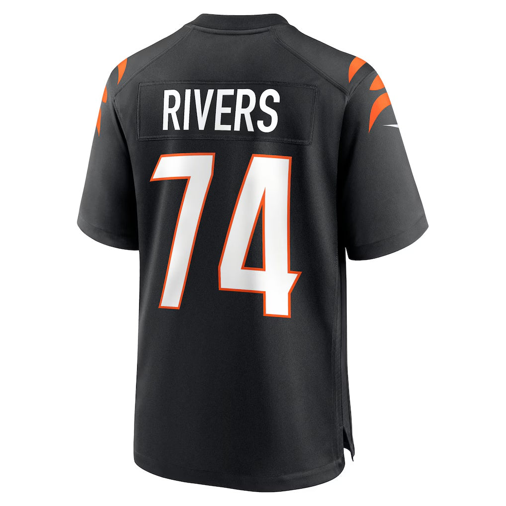 C.Bengals #74 Jalen Rivers Black Team Game American Football Jerseys - Main View