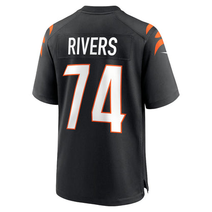 C.Bengals #74 Jalen Rivers Black Team Game American Football Jerseys - Main View