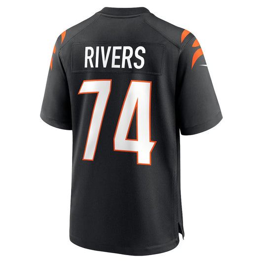 C.Bengals #74 Jalen Rivers Black Team Game American Football Jerseys - Main View