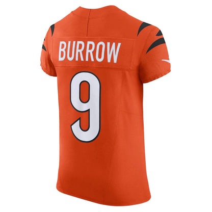 C.Bengals #9 Joe Burrow Orange Vapor F.U.S.E. Elite Stitched American Football Jerseys - Main View
