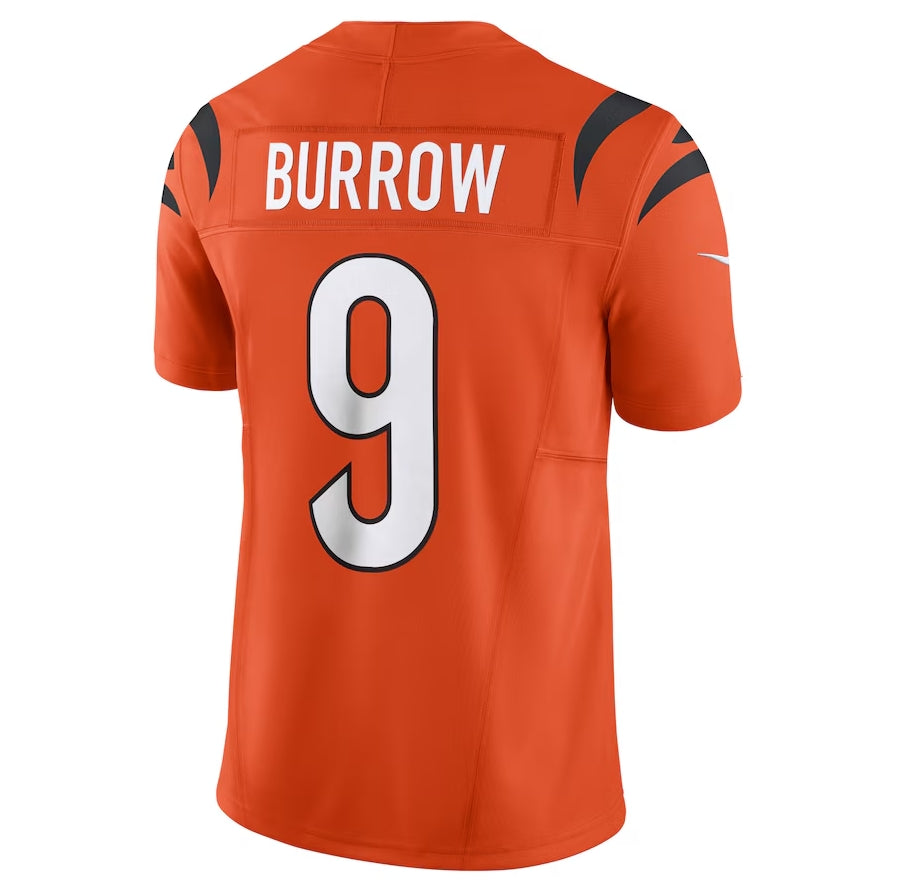 C.Bengals #9 Joe Burrow Orange Vapor F.U.S.E. Limited Stitched American Football Jerseys - Main View