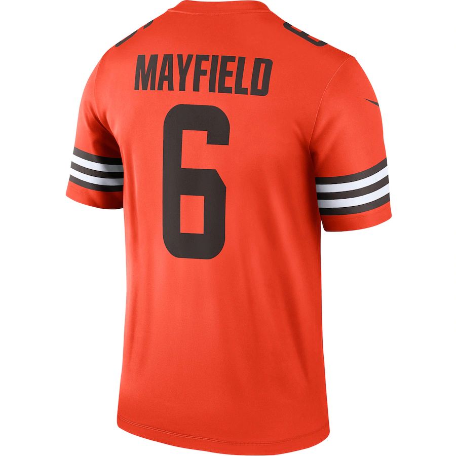 C.Browns #6 Baker Mayfield Orange Inverted Legend Jersey  Stitched American Football Jerseys - Main View