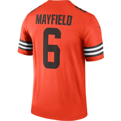 C.Browns #6 Baker Mayfield Orange Inverted Legend Jersey  Stitched American Football Jerseys - Main View