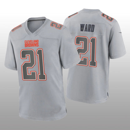 C.Browns #21 Denzel Ward Gray Atmosphere Game Jersey Stitched American Football Jerseys - Main View
