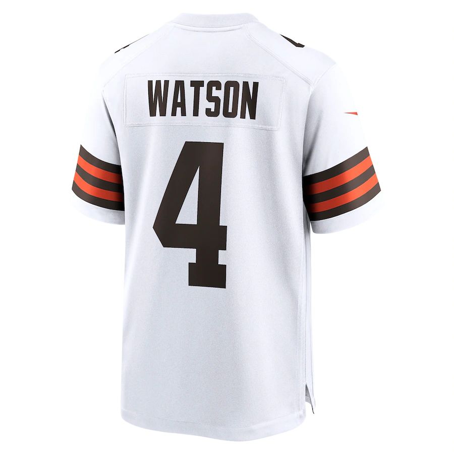 C.Browns #4 Deshaun Watson White Game Jersey Stitched American Football Jerseys - Main View