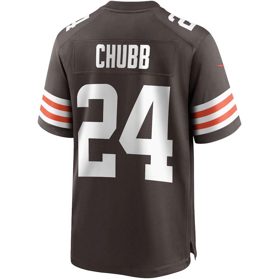 C.Browns #24 Nick Chubb Brown Game Player Jersey Stitched American Football Jerseys - Main View