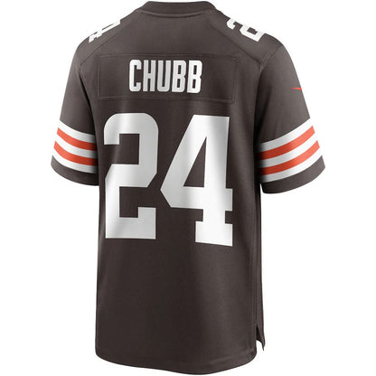 C.Browns #24 Nick Chubb Brown Game Player Jersey Stitched American Football Jerseys - Main View