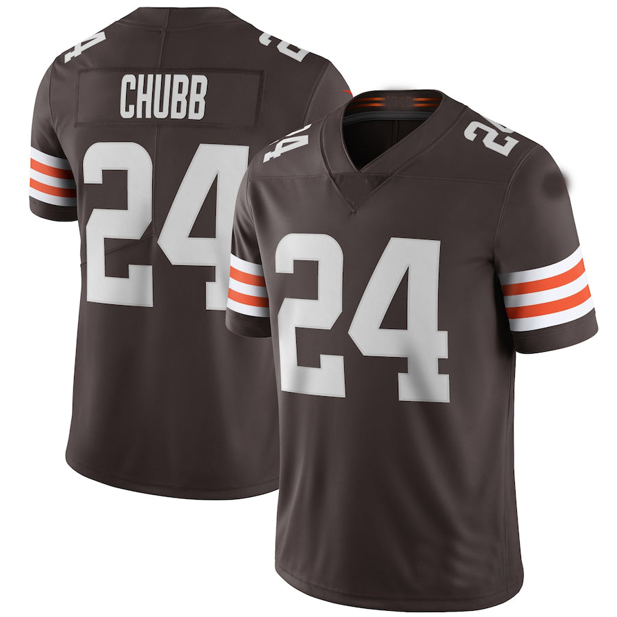 C.Browns #24 Nick Chubb Brown Vapor Limited Jersey Stitched American Football Jerseys - Main View