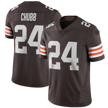 C.Browns #24 Nick Chubb Brown Vapor Limited Jersey Stitched American Football Jerseys - Main View