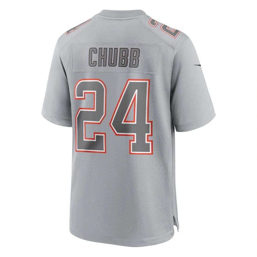 C.Browns#24 Nick Chubb Gray Atmosphere Fashion Game Jersey Stitched American Football Jerseys - Main View