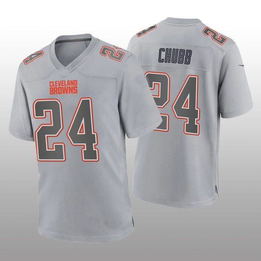 C.Browns #24 Nick Chubb Gray Atmosphere Game Jersey Stitched American Football Jerseys - Main View