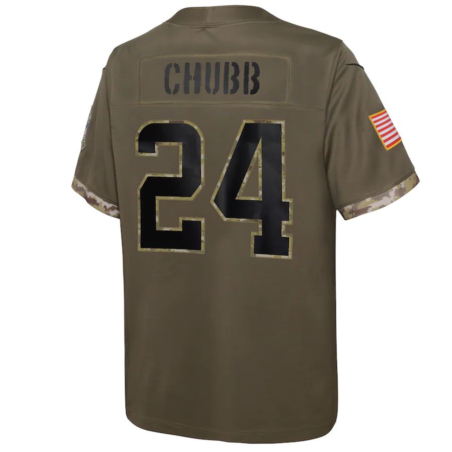 C.Browns #24 Nick Chubb Olive 2022 Salute To Service Player Limited Jersey Stitched American Football Jerseys - Main View