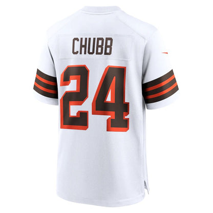 C.Browns #24 Nick Chubb White 1946 Collection Alternate Game Jersey Stitched American Football Jerseys - Main View