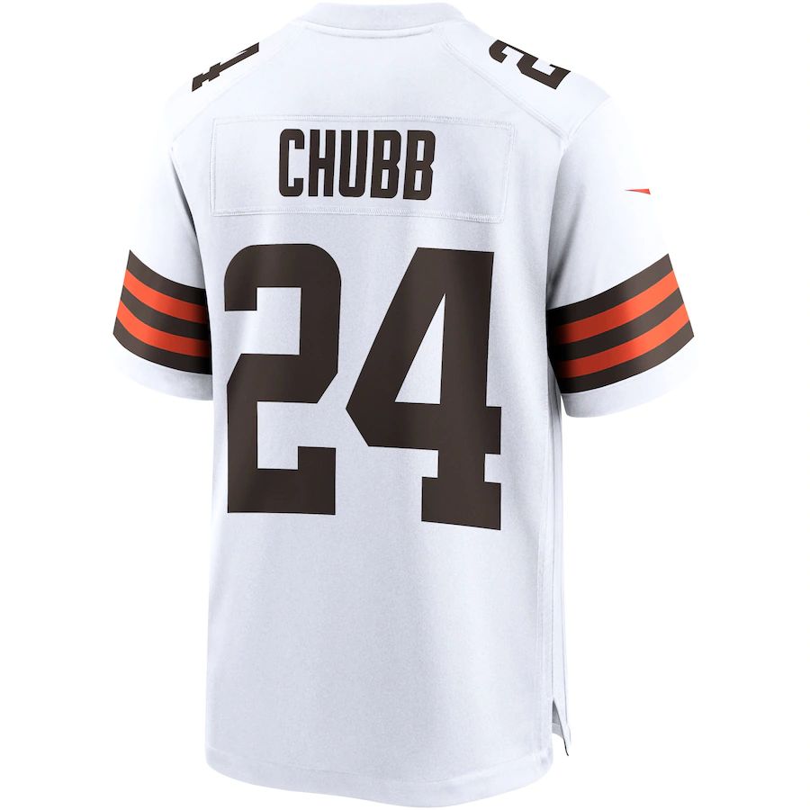 C.Browns #24 Nick Chubb White Game Jersey Stitched American Football Jerseys - Main View